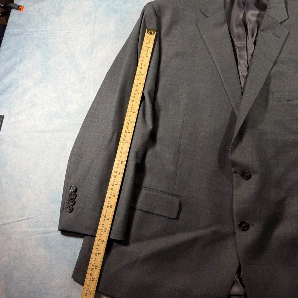 Lauren Ralph Lauren Suit Jacket Mens 50R Grey Wool Blend 2-Button Blazer 3062